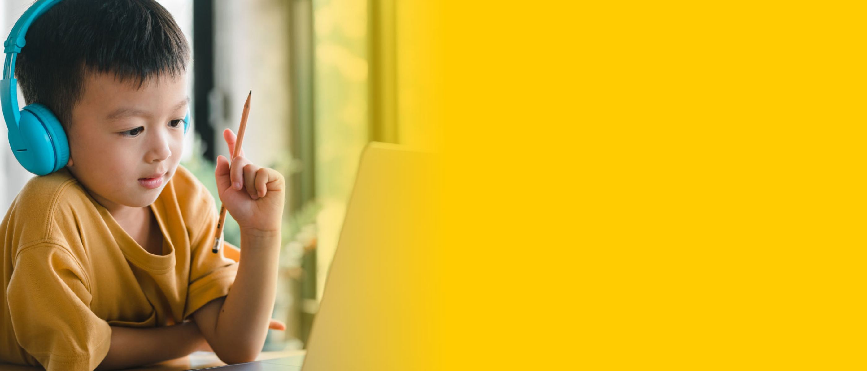 Early childhood student learns at home during live, virtual math tutoring session.