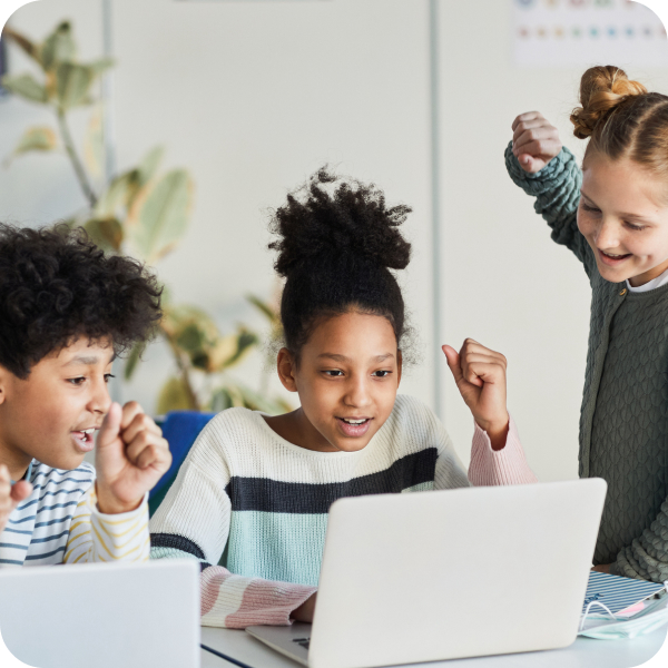 Three elementary school students in a blended learning environment gain experience from virtual math tutors.
